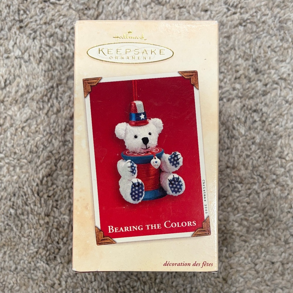 Hallmark Keepsake Bear Ornament with Red and Blue